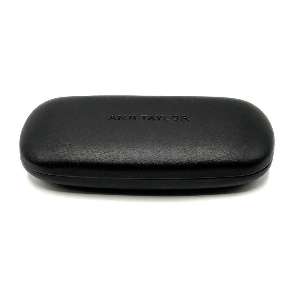 AnnโTaylor Black Leather Embossed Signature Clamshell for Sunglasses Reading Gla